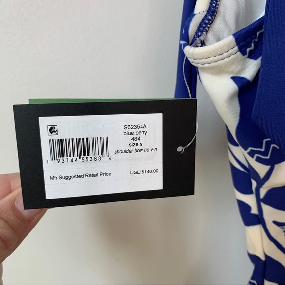 Kate Spade Blue & Soft White Flower One Piece Bathing Suit Size S - Picture 6 of 6